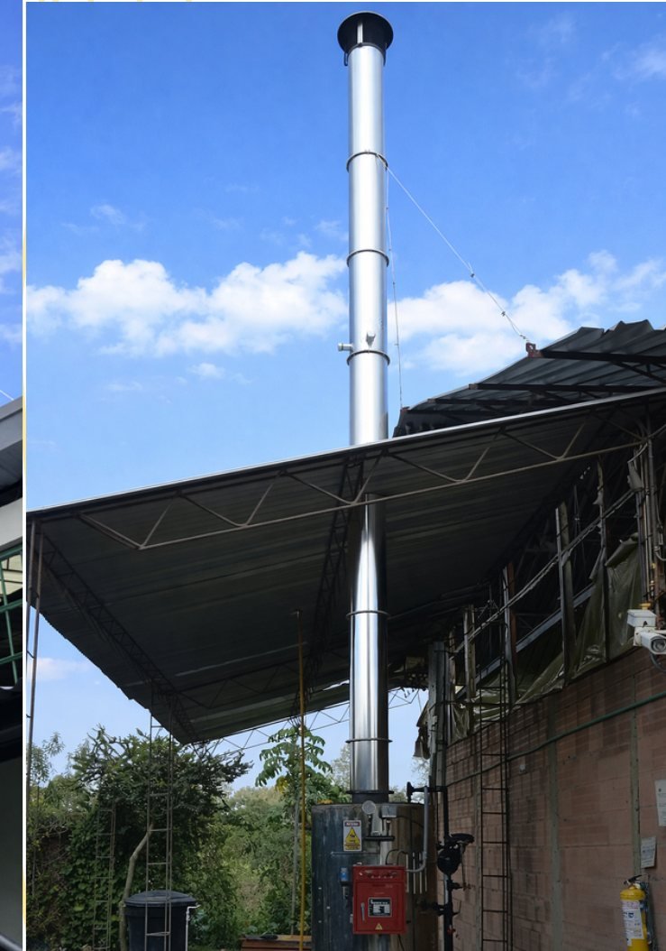 Sistema de escape vertical para planta eléctrica
